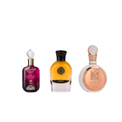 Combo Decants Sedução- Sabah - Amnia - Fakhar Rose - 3x 5ml
